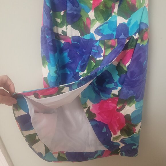 RARE Victor Costa Vintage 80s Floral strapless mini dress Size 4 - Picture 8 of 9